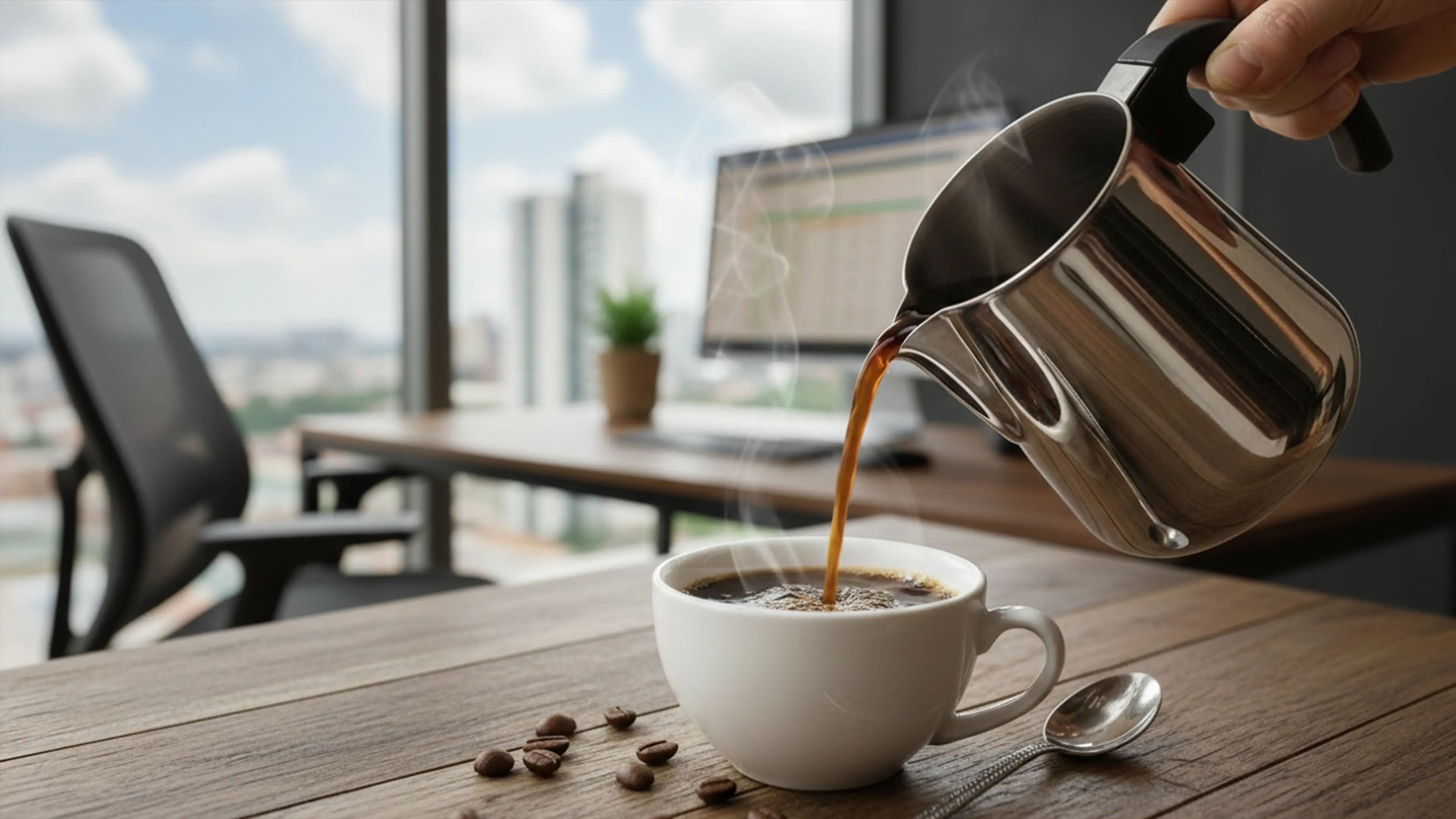 コーヒー注ぐイメージ（仕事）